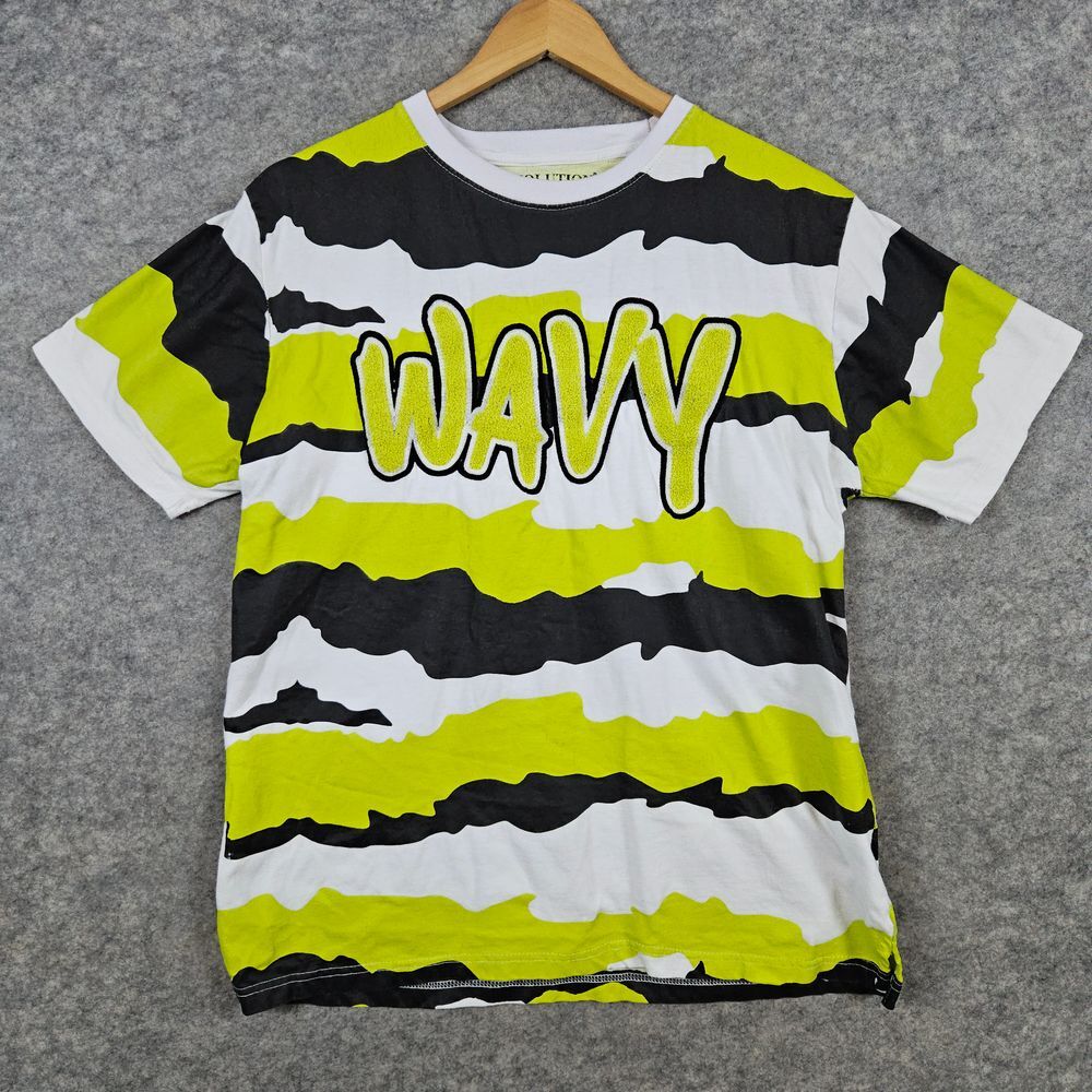 Evolution In‎ Design Multicolor WAVY Tee T-Shirt Size LG Textured 100% Cotton